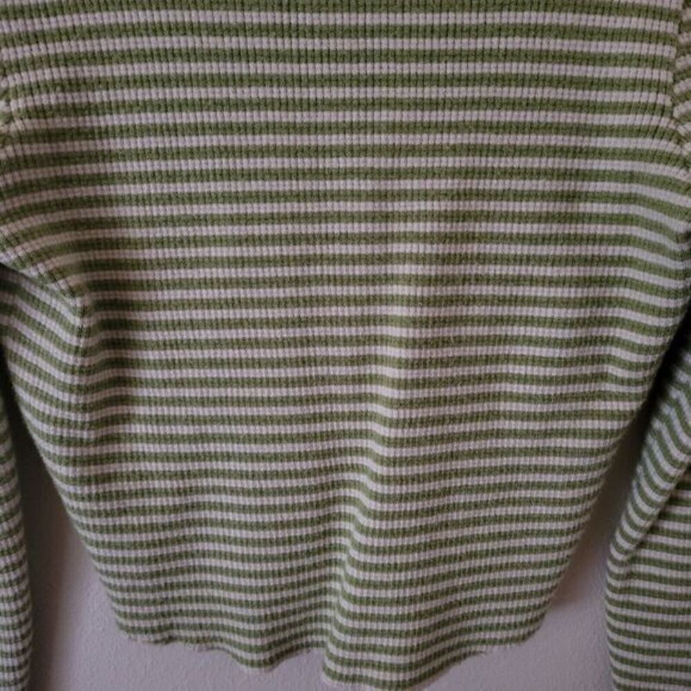 Pacsun LA Hearts Women's Long Sleeve Green/White‎ Cropped Top Small/Medium -H024 - Picture 9 of 15